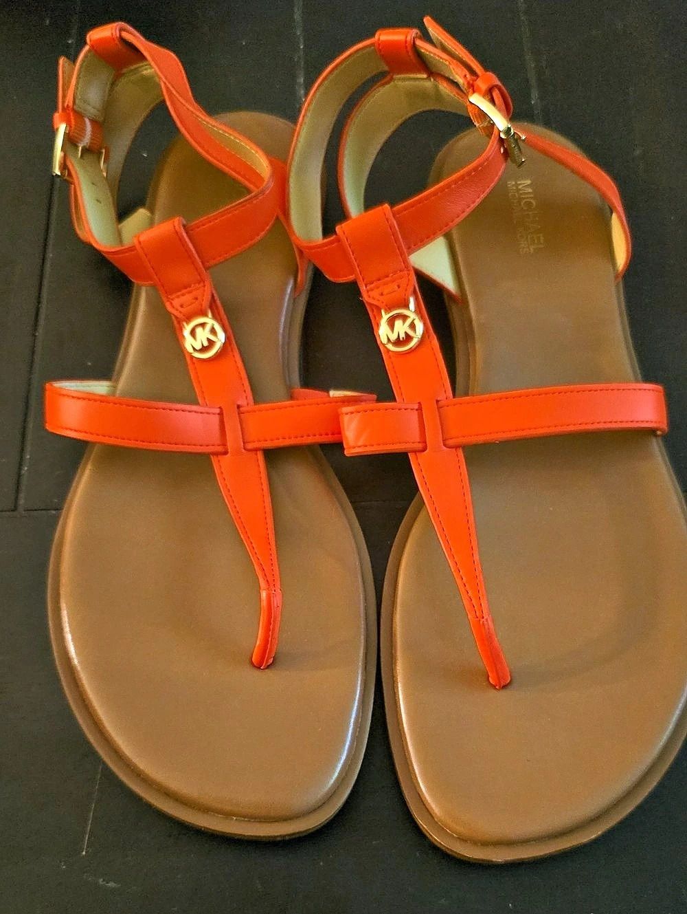 Michael Kors Orange T-Strap Sandals US